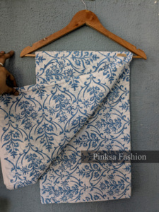 ผ้าฝ้ายพิมพ์ลายดอกไม้สีน้ำเงินพรีเมียมสำหรับชุดฤดูร้อนและของตกแต่งบ้าน - ผ้าอินเดียเนื้อวอยล์จากเมืองชัยปุระ ระบายอากาศได้ดี - Product Image 5