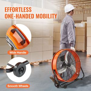Ventilatore a Tamburo Industriale da 24 Pollici ad Alta Velocità con 3 Velocità, 8600CFM, Inclinazione Regolabile a 360 Gradi per Uso Commerciale - Product Image 6