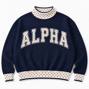 Alpha Vintage <b>Mock</b> <b>Neck</b> Crew <b>Neck</b> Cotton Fleece Sweatshirt Women Men Ladies Unisex Tackle Twill Chenille Greek Sorority Wear - Product Image 1