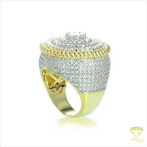Anillo de lujo de plata 925 con diamantes cultivados en laboratorio, diseño bicolor, joyería premium para compradores mayoristas - Product Image 2