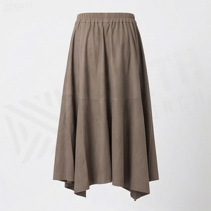 Jupe midi asymétrique pour femme, taille élastique, couleur unie, style minimaliste, tissu tissé, longueur cheville, confortable, à porter toute l'année - Product Image 2