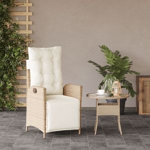 Poly Rattan Beige reclinabile con poggiapiedi - Product Image 3