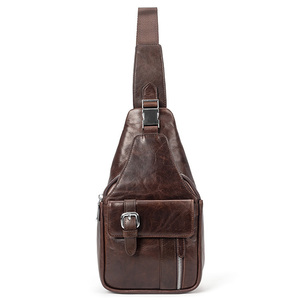 Bolsa de Viaje de Cuero Genuino de Alta Calidad de Fábrica, Bolsa de Cintura de Cuero, Bolsa de Pecho de Cuero para Hombre - Product Image 1