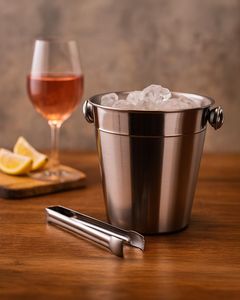 Cubo de hielo metálico profesional con asa resistente para enfriar vino, champán y cerveza, ideal para el hogar, bar, cocina y restaurante. - Product Image 4