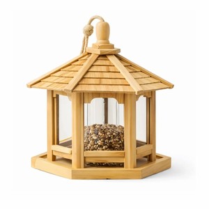Bamboo Slat Open Bird Feeder Tray with Pagoda Roof - Wholesale - Product Image 1
