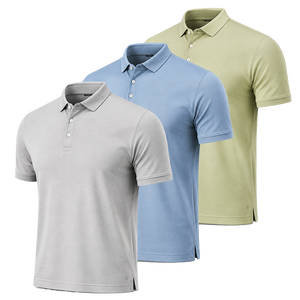 เสื้อโปโลแขนสั้นผู้ชาย สีพื้น ผ้าปิเก้ ผ้าฝ้าย ระบายอากาศได้ดี สวมใส่สบาย ทรงปกติ สีเทา สีฟ้า สีเขียว - Product Image 1