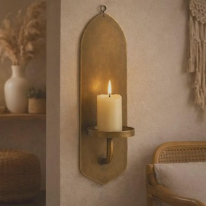 Applique murale de luxe en laiton, porte-bougie de forme ovale, résistante à la chaleur, éclairage professionnel, décoration intérieure - Product Image 4