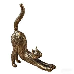 Brass Cat Candle Stand Home Decoration Durable Metal Art Sculpture Custom European art candle holder Nordic home decor light - Product Image 3