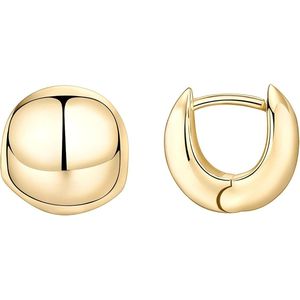 Pendientes de Aro Pequeños y Gruesos de Plata de Ley 925 con Baño de Oro de 14K para Mujer, Aros Finos y Robustos - Product Image 1
