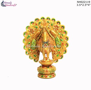 Nirmala Handicrafts High Quality Decorative Hand-Painted Wooden Peacock <b>Fridge</b> <b>Magnet</b> Modern Indian Handicraft Peacock Decor - Product Image 6