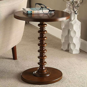 Wooden <b>Round</b> Bed Side <b>Table</b> End <b>Table</b>, Side <b>Table</b>, Night Stand Beach <b>Table</b> for Living Room Bedroom (<b>Walnut</b>) - Product Image 1