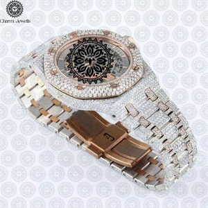 Montre en acier inoxydable de qualité supérieure avec diamant Moissanite, éclat brillant, idéale pour mariage et cadeau, disponible à la vente - Product Image 6