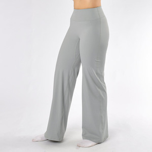 High Waist Seamless <b>Flared</b> Leg Yoga Pants Solid Color Full Length Spandex Polyester Women's <b>Leggings</b> - Product Image 1