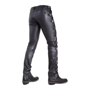 Pantalon Homme en Cuir Véritable Mi-lourd Décontracté de Haute Qualité, Élégant, Brillant, avec Poches, Imperméable, Fermeture Éclair, Automne, Vente en Gros - Product Image 4