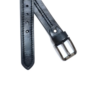 Cinturón de Cuero Negro Cosido de Primera Calidad para Hombre, Cinturones de Cuero Genuino Duraderos, Elegantes y Ajustables para Uso Formal, Casual, de Oficina y Diario - Product Image 3