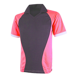 เสื้อคริกเก็ตแขนสั้นแบบยูนิเซ็กซ์ สีชมพู-ดำ โพลีเอสเตอร์ ระบายอากาศได้ดี ชุดทีมสำหรับผู้ใหญ่ ปักชื่อและหมายเลขได้ตามต้องการ พร้อมปักโลโก้ได้ - Product Image 6