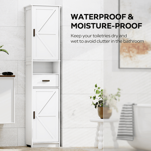 69\" Tall Bathroom Storage Cabinet 2 Barn Doors 1 Drawer Adjustable <b>Shelves</b> <b>Narrow</b> Storage <b>Unit</b> Floor Cabinet Bathroom Furniture - Product Image 6