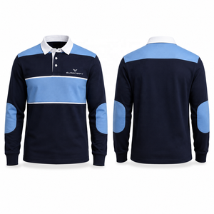Camisa de Rugby a Rayas de Manga Larga para Hombre, Cuello Alto, Corte Regular, para Todas las Temporadas, 100% Algodón, Transpirable, Anti-UV - Product Image 5
