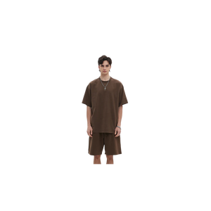 Premium 300 GSM Heavyweight Men's Oversized Short Sleeve O-Neck T-<b>Shirt</b> Solid Color Casual Style <b>100</b>% Cotton Jersey Knitted Fit - Product Image 1