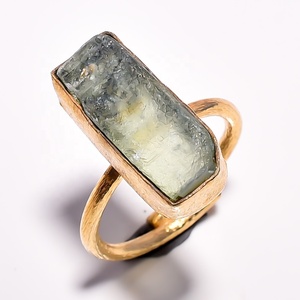 Gemstone <b>Rings</b> Natural Rough Green Kyanite Custom Made Bezel <b>Set</b> Wedding Bands Party Classic Unisex jeweler’s brass core - Product Image 3