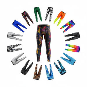<b>Men's</b> Activewear Accepted Private Label Sportswear All Over Printed <b>Compression</b> Leggings Workout Yoga Gym Skinny Pants <b>Men's</b> - Product Image 1