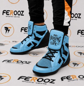 Botas de Boxeo de Caña Alta en Azul Marino y Blanco, Transpirables y Ligeras, para Entrenamiento, Sparring y Competencia - Product Image 3