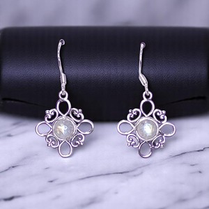 Boucles d'oreilles fines en argent sterling 925 avec rubis corindon cabochon MYS-E126, prêtes à être expédiées, en stock, faible MOQ, bijoux indiens pour femmes - Product Image 3