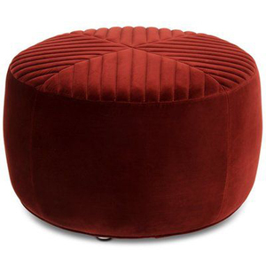 Pouf rond en similicuir marron avec pieds en bois, repose-pieds rembourré, tabouret d'appoint classique pour salon, chambre, entrée, bureau - Product Image 5