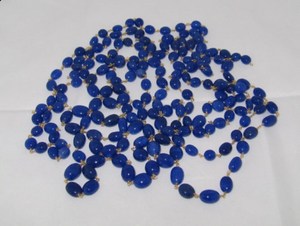 Blue Sapphire Quartz Plain Smooth Oval Dyed Beaded Wire Wrapped <b>Rosary</b> Chain Jewelry Making Gemstone chain sold per foot - Product Image 2