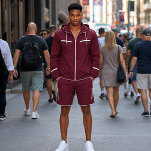 Conjunto de Chaqueta Cortavientos y Pantalones Cortos Deportivos para Hombre de Marca Privada, Traje Deportivo de Nailon Ligero Impermeable, Logotipo Personalizado, Fabricante OEM - Product Image 1