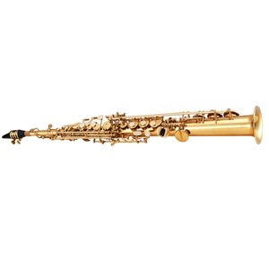 Kit per sassofono Soprano per principianti con 23 chiavi placcato in oro include custodia per il trasporto bocchino panno per pulire tracolla per gli studenti - Product Image 1
