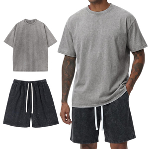 Summer Casual Acid Wash Men's Shorts <b>Set</b>-100% Cotton Quick Dry OEM Service Wholesale Price Regular Size - Product Image 1