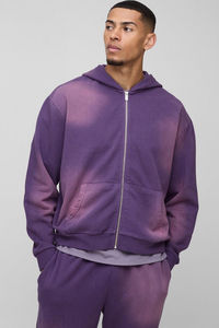 Ensemble de survêtement personnalisé avec logo, coupe oversize, effet délavé, respirant et écoresponsable, avec fermeture éclair, comprenant un sweat à capuche et un pantalon de jogging cargo - Product Image 2