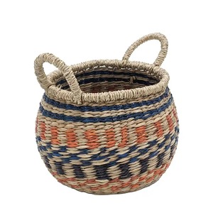 Panier rond multicolore en jonc de mer, fait main, pour rangement, vente en gros, écologique, fabriqué au Vietnam - Product Image 3