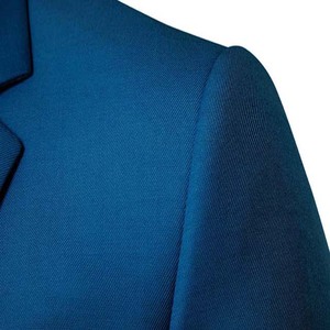 Blazer d'affaires bleu pour homme, coupe droite, col à revers, en mélange de laine, anti-plis, pour tenue formelle - Product Image 3