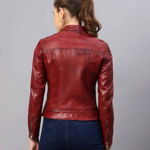 เสื้อแจ็คเก็ตหนังสำหรับผู้หญิง เสื้อผ้าสำหรับใส่กลางแจ้ง ผลิตในปากีสถาน วัสดุคุณภาพสูง เสื้อแจ็คเก็ตหนังแท้สำหรับผู้หญิง ขายออนไลน์ - Product Image 2