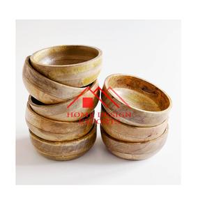 Bol de service à soupe en bois de mangue pour la vaisselle pour la décoration d'hôtels et de restaurants Bol de service en bois d'acacia à bas prix en gros - Product Image 2