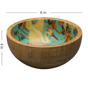 Bol à fruits en bois de manguier émaillé vert fabriqué à la main pour une utilisation polyvalente et avec la meilleure qualité - Product Image 4