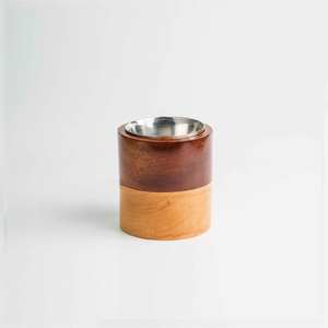 Round Shape Dual Tone Finish Wooden <b>Bakhoor</b> Burner With Silver Metal Cup Cylinder Incense Holder Arabic <b>Oud</b> Burner For Home - Product Image 5