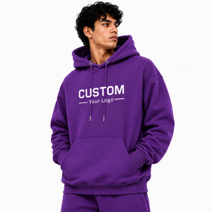 Pull à capuche oversize 100 % coton pour homme, imprimé personnalisé, style streetwear hip-hop, avec poche – Vente en gros - Product Image 6