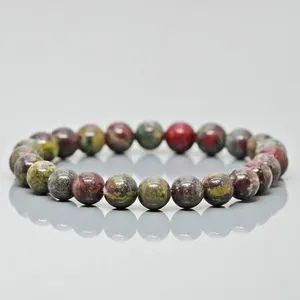 Bracelet extensible en perles de pierre de sang de dragon naturelle de 8 mm, lisses et rondes, qualité AA, bijoux de guérison, vente en gros - Product Image 4