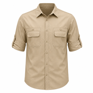 Chemise de pêche à manches longues pour homme, personnalisée avec logo imprimé par sublimation, protection solaire anti-UV UPF 50, séchage rapide, 100% polyester, boutonnée - Product Image 2