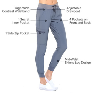 Unisex <b>Scrub</b> Set Blue V-Neck Top Jogger Pants Hospital Uniform Medical Workwear Cotton Polyester Knitted Fabric Needle Detection - Product Image 3