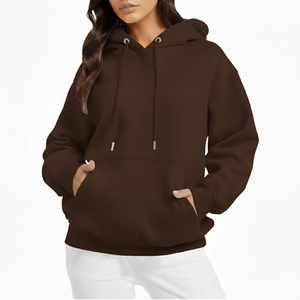 Sudadera con Capucha para Mujer, Color Marrón con Bloques de Color, Hombros Caídos, Manga Larga, Tejido Oversize con Bolsillos, para Otoño - Product Image 6