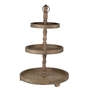 Round Bamboo Cake Stand 2 Tier Handmade Metal Frame Serving Tray Display Rack - Product Image 4