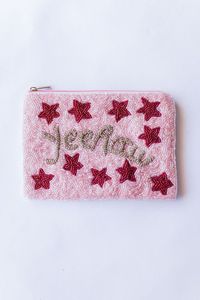Bolso de Mano Hecho a Mano con Cuentas, Forma Rectangular, Rayas Rosas, Bordado de Estrella Blanca, Punto de Cruz, Costura - Product Image 6