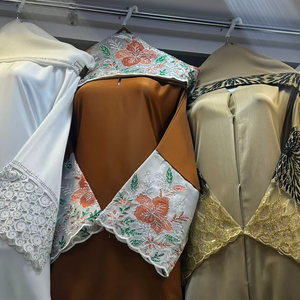 Abaya Modeste de Dubaï en Gros, Perlée et Pailletée, à Manches Longues, Traditionnelle Musulmane, Faite à la Main, pour Mariage, en Polyester Respirant, Col en V pour Femme - Product Image 1