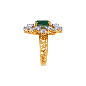 Anillo de Cóctel Verde Esmeralda de Lujo Premium con Brillantes Diamantes CZ en Forma de Pera, Joyería Fina de Moda - Product Image 4
