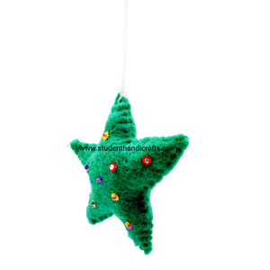 Cadeau de Noël Green Star en feutre de laine de qualité supérieure - Product Image 1