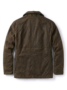 SUQAINA FASHION GARMENTS Men's Winter Breathable Wax Cotton Casual Jacket Turn-down Collar <b>Covered</b> <b>Button</b> Closure Waterproof - Product Image 2